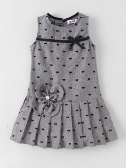 Hopscotch - Floral Pearl Applique Bow Dress