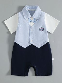 Hopscotch - Bow Applique Striped Romper