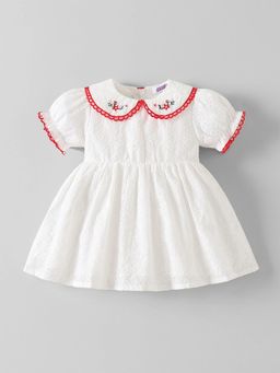 Hopscotch - Floral Embroidery Textured Dress