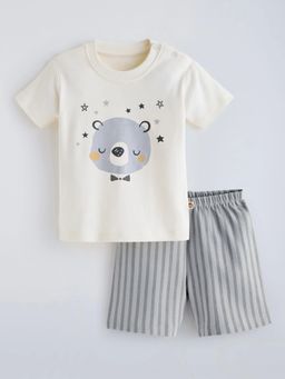 Hopscotch - Teddy Striped Cotton Short Set