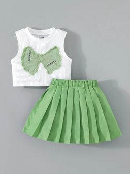 Hopscotch - Bow Applique Top and Pleated Skirt