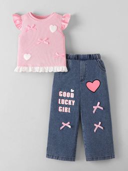 Hopscotch - Textured Top and Denim Jeans