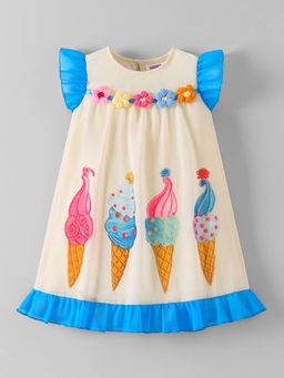 Hopscotch - Floral Applique A-line Dress