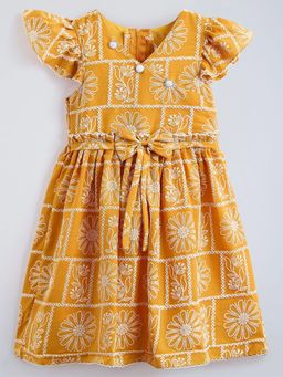 Hopscotch - Bow Applique Pearl Floral Dress
