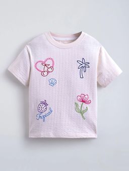 Hopscotch - Embroidered Cotton T-Shirta