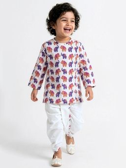 Hopscotch - Elephant Cotton Dhoti Kurta Set
