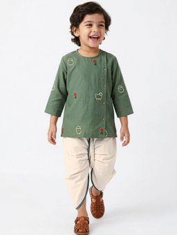 Hopscotch - Sheep Embroidery Dhoti Kurta Set