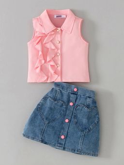 Hopscotch - Ruffled Top and Denim Skirt