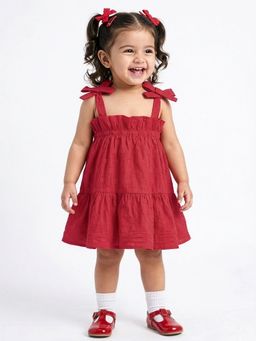 Hopscotch - Bow Applique Textured Dress