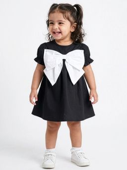 Hopscotch - Bow Applique Black Dress