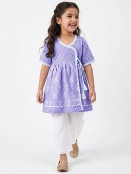 Hopscotch - Lace Tassel Cotton Kurti Pajama Set