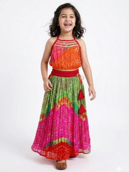 Hopscotch - Tie and Dye Lace Lehenga Choli Set