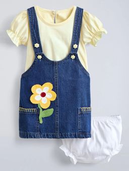Hopscotch - Floral Applique Cotton Pinafore