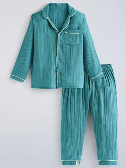 Hopscotch - Textured Collared Shirt with Pyjamas