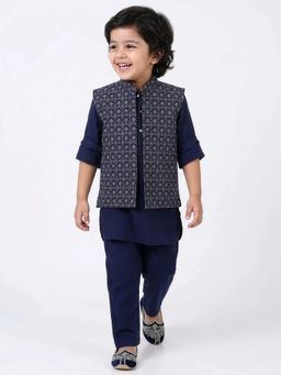 Hopscotch - Theard Work Collared Kurta Set