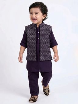 Hopscotch - Theard Work Collared Kurta Set