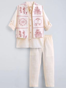 Hopscotch - Mandarin Collar Kurta Pajama with Jacket Set