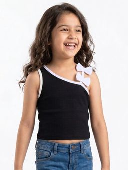 Hopscotch - Bow Applique One Shoulder Top