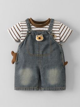 Hopscotch - Teddy Applique Dungaree with T-Shirt