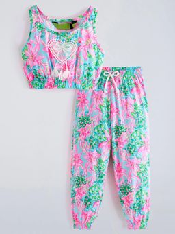 Hopscotch - Floral Bow Applique Cotton Co Ord Set
