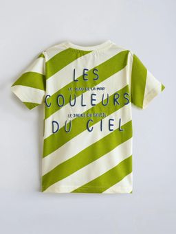 Hopscotch - Striped Back Print Cotton T-Shirt