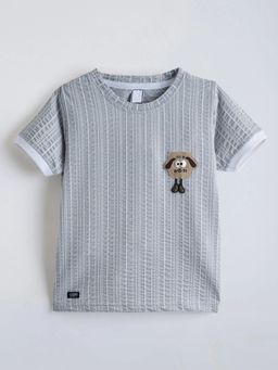 Hopscotch - Striped Applique Cotton T-Shirt