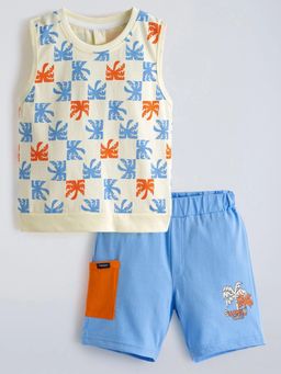Hopscotch - Palm Printed Cotton Short Set