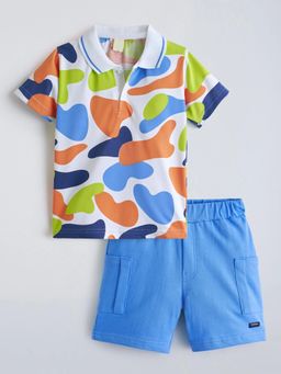 Hopscotch - Abstract Cotton Polo Short Set