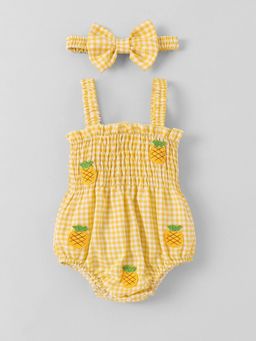 Hopscotch - Pineapple Applique Checkered Onesie