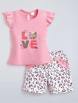 Hopscotch - Leopard Ruffled Cotton Top with Pyjamas