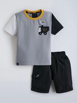 Hopscotch - Vehicle Applique Colorblock Short Set