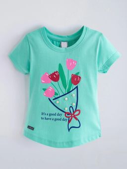 Hopscotch - Floral Curved Cotton T-Shirt