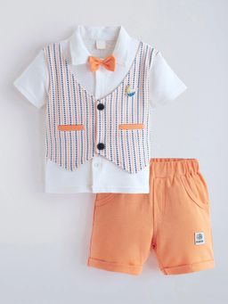 Hopscotch - Bow Applique Striped Short Set