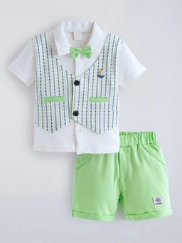 Hopscotch - Bow Applique Striped Short Set