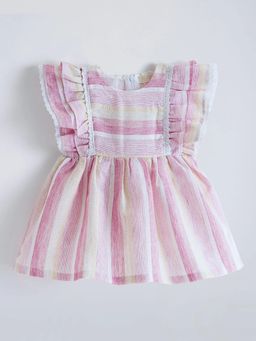 Hopscotch - Striped Ruffled Cotton Dress