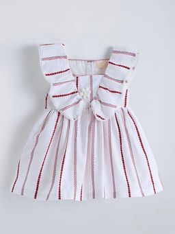 Hopscotch - Striped Floral Applique Dress
