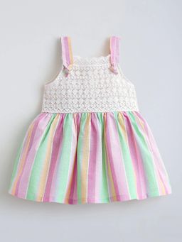 Hopscotch - Striped Lace Cotton Dress