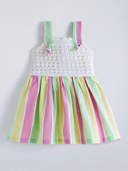 Hopscotch - Striped Lace Cotton Dress