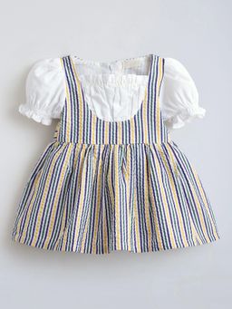 Hopscotch - Striped Textured Cotton Dress