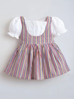 Hopscotch - Striped Textured Cotton Dress