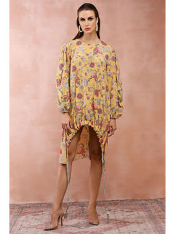 PS Pret by Payal Singhal - Mustard Gulbagh Print Front Embroidered Balloon Top