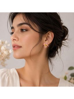 Blysk Jewels - Pink Floral Stud Earrings For Women