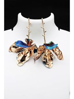 Blysk Jewels - Bold Orange Floral Drop Earrings