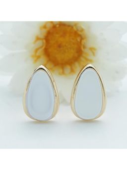 Blysk Jewels - Teardrop White Stud Earrings For Women