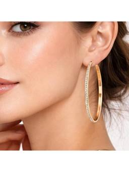 Blysk Jewels - Anti-Tarnish Gold Plated Large Crystal Hoop Earrings For Women