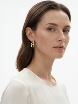 Carlton London - 18Kt Gold-Plated Cz Interlocking Link Drop Earrings