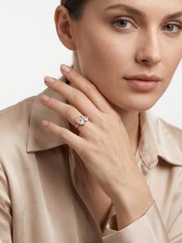 Carlton London - 18Kt Rose Gold-Plated Cz Toi Et Moi Adjustable Ring