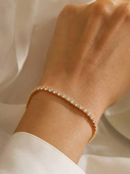 Stone Story By Shruti - Women’S White 18K Gold-Plated 925 Sterling Silver Tennis Bracelet