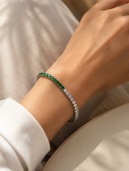 Stone Story By Shruti - Women’S Multi-Color Rhodium-Plated 925 Sterling Silver Tennis Bracelet