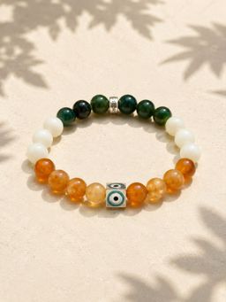 Stone Story By Shruti - Rhodium-Plated 925 Sterling Silver Tri-Colour Evil Eye Bead Bracelet